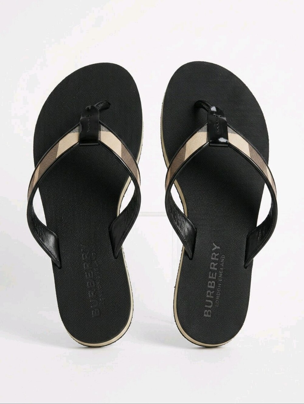 Burberry Nova Check Thong Sandals.